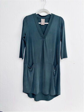 Women's dolan London Teal Green 3/4 Sleeve Dress S Cupro